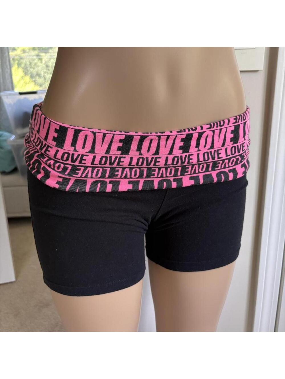 y2k 2000s pink love foldover shorts‎